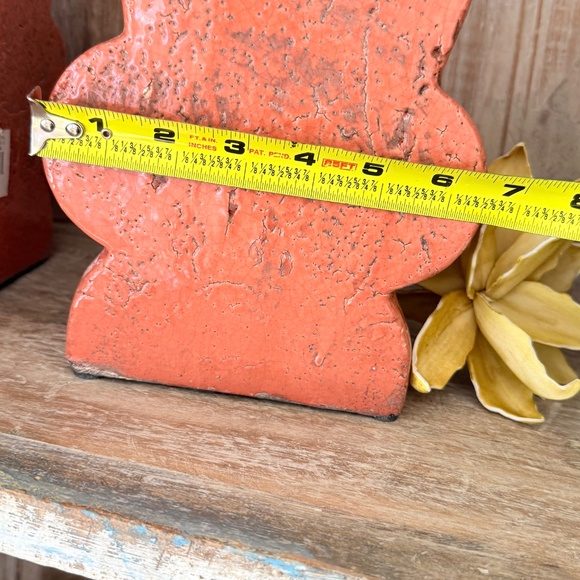Terracota Glazed Orange Vase/Bookends - Picture 7 of 7